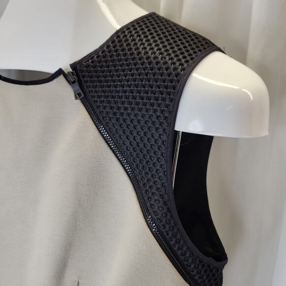 Tahari Black Tan Asymmetrical Sheath Office Dress with Zipper Accents, 8 - Picture 3 of 15